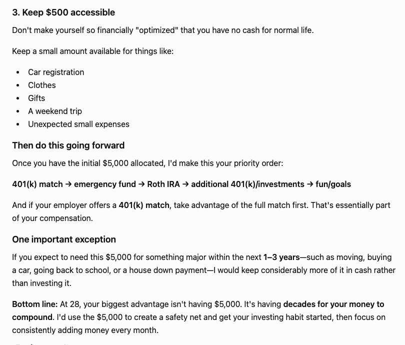ChatGPT giving step-by-step financial advice