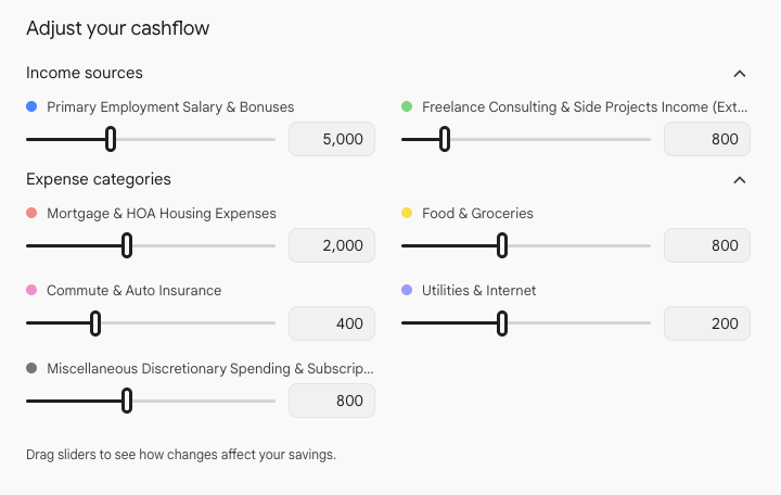 Gemini giving financial advice with a compound interest projection